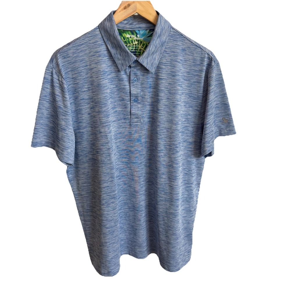 Birdie Bound Polo Shirt Men Large Blue Golf Athleisure Preppy Stretch Golf